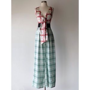 Silky Plaid Jumpsuit